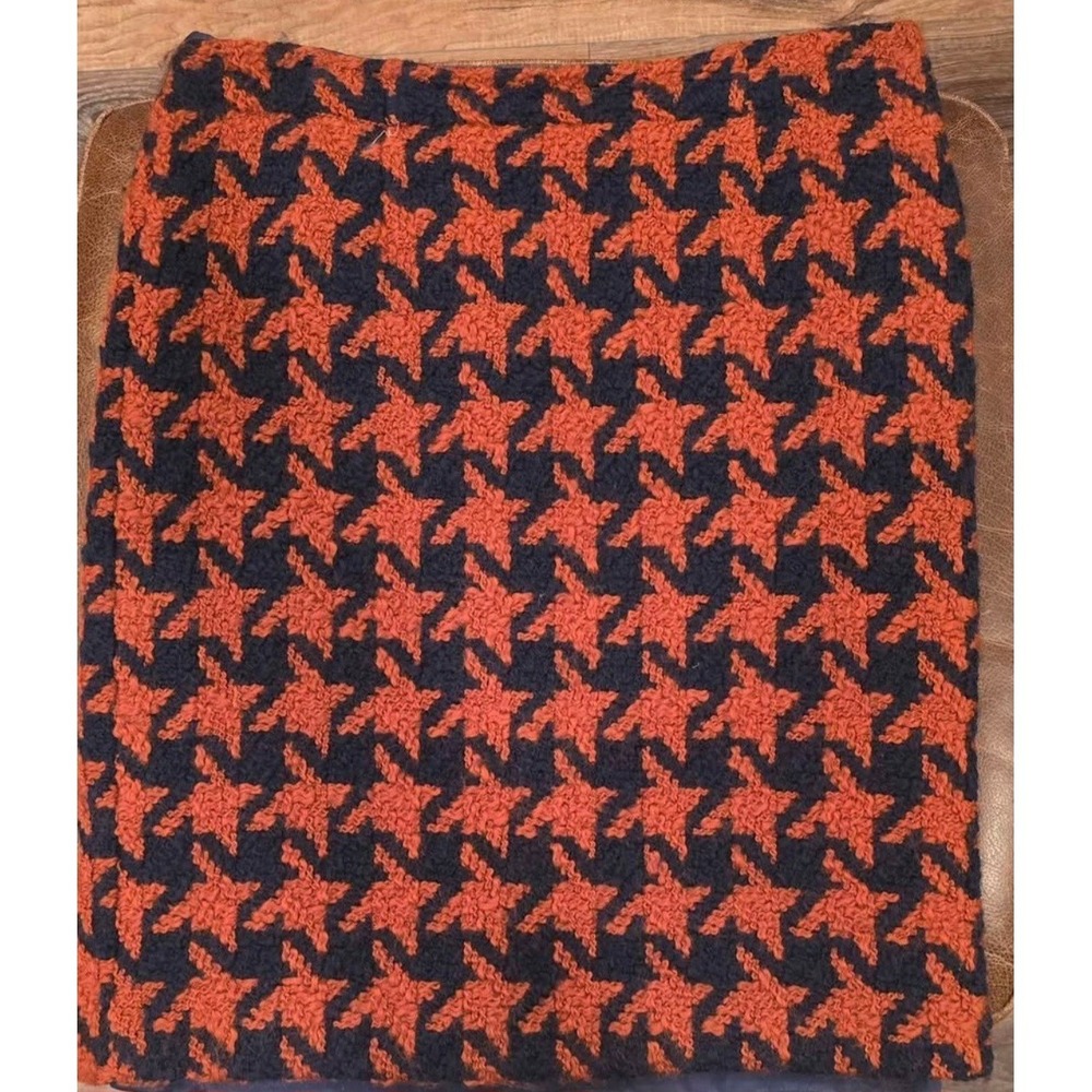 Navy & Orange Houndstooth Women's Skirt Size 12